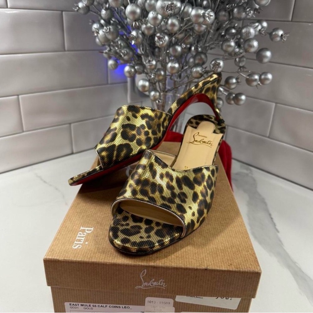 Christian Louboutin Gold and Black Leopard Heels